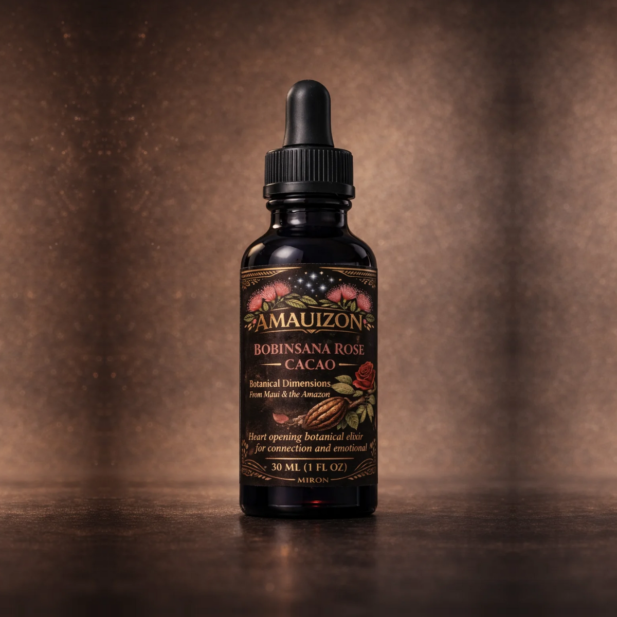 JOY — Bobinsana • Rose • Ceremonial Cacao botanical elixir, 30 mL bottle — scale-corrected