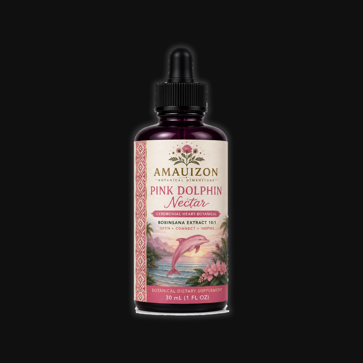 Pink Dolphin Nectar™ Bobinsana botanical tincture, 30 mL bottle with dropper — studio v2